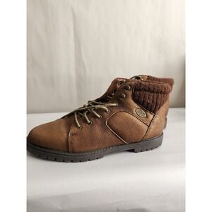 Vintage Gitano Leather Ankle Boots Candace 2 Brown Knit Collar Lug Sole Womens 7